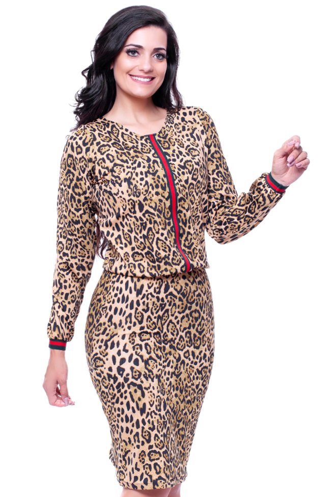 vestido evangelico curto animal print chemise onca gisele santana