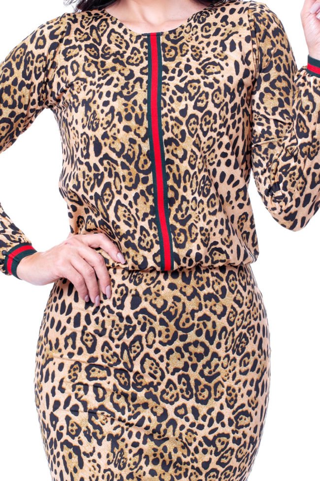 vestido evangelico curto animal print chemise onca gisele santana