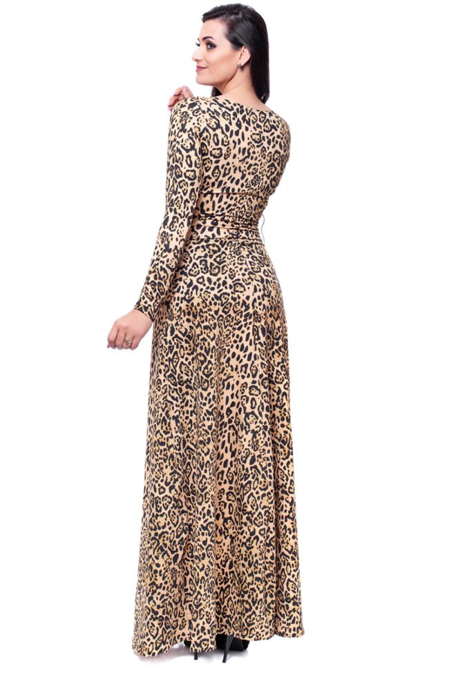 vestido evangelico longo animal print tecido suplex gisele santana